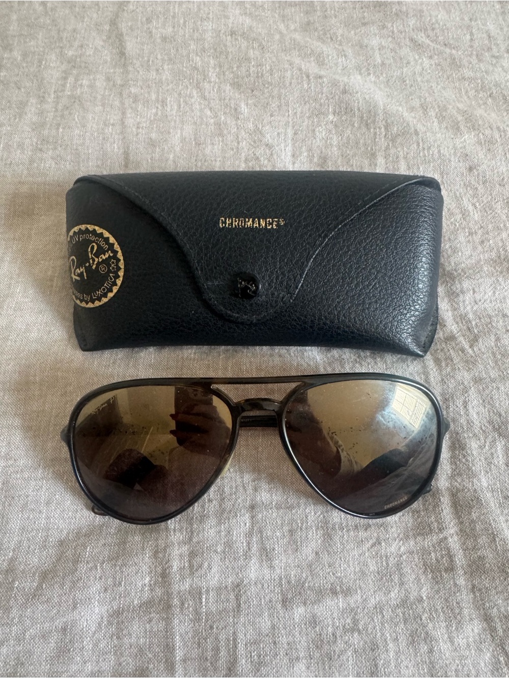 Ray-Ban Aviator Sunglasses in Black with Brown Lenses